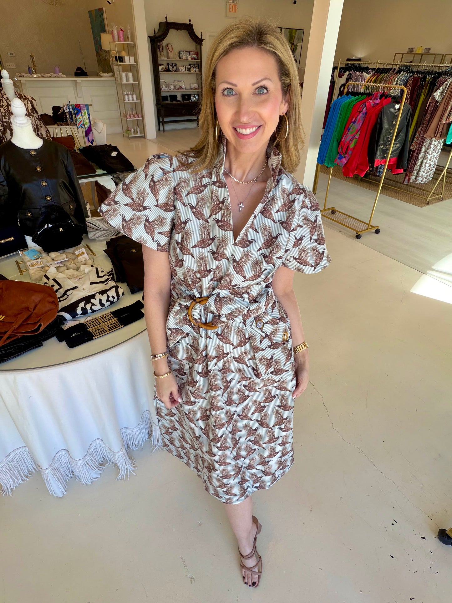 Holly Shae Gretchen Dress - Field & Quail Brown on Green