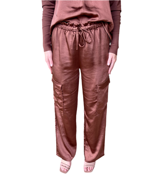 Melisa Nepton Miranda Cargo Satin Pants-Brown