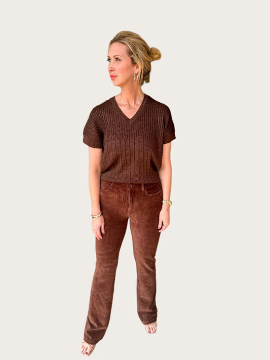 Esqualo Rib Flair Trouser Chocolate