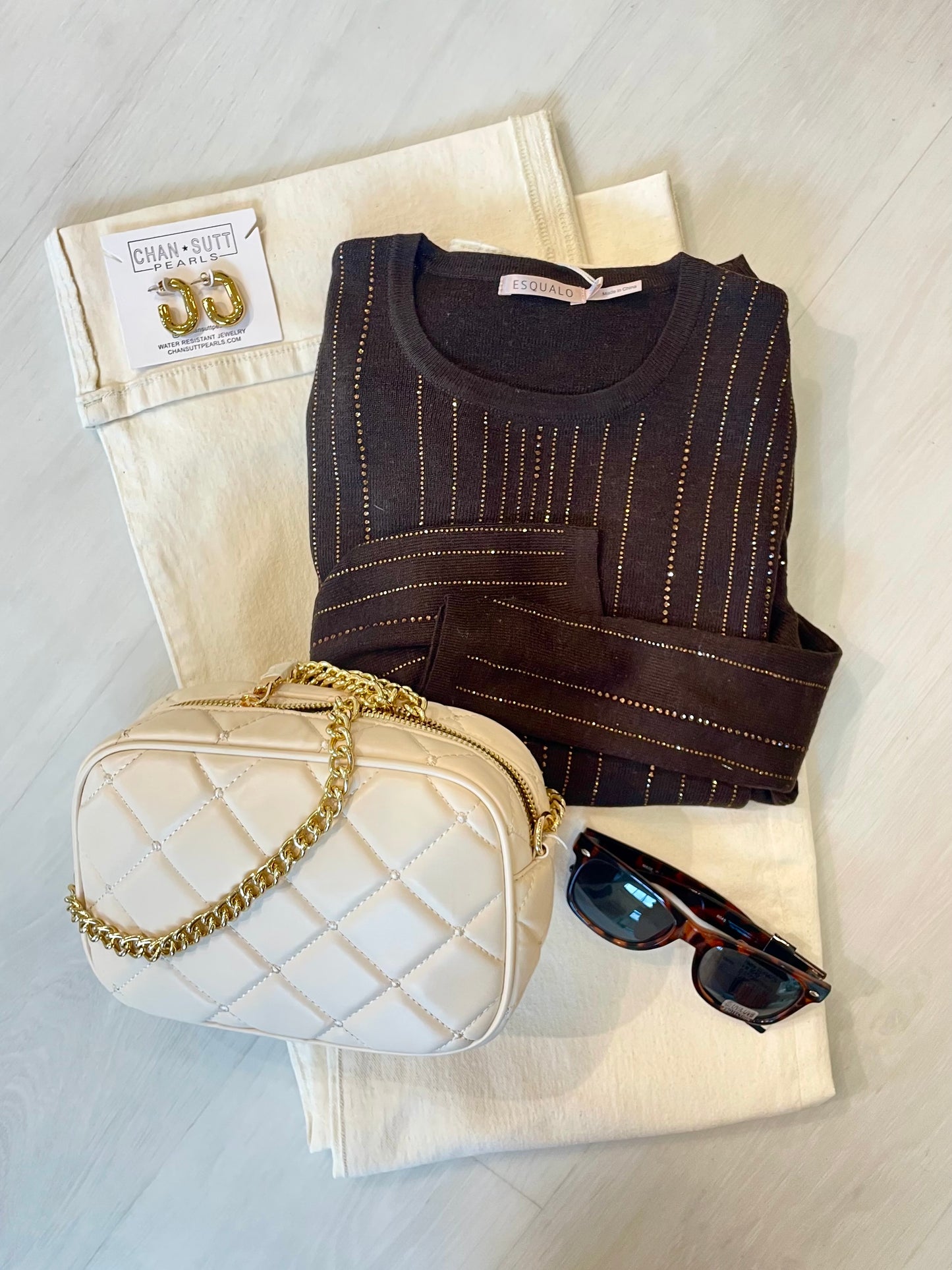 Mocha brown holiday sequin sweater