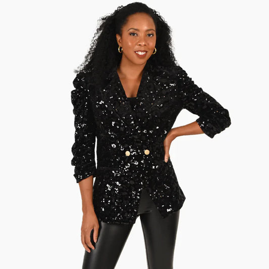 Emily McCarthy Cheetah Sequin Blazer