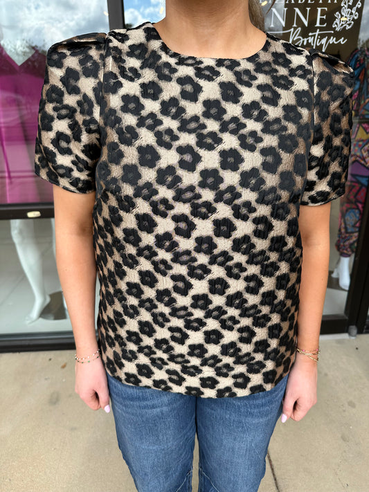 Joy Joy Short Sleeve Top- Cheetah