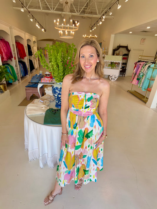 Joy Joy Gathers Tube Dress - Garden Art