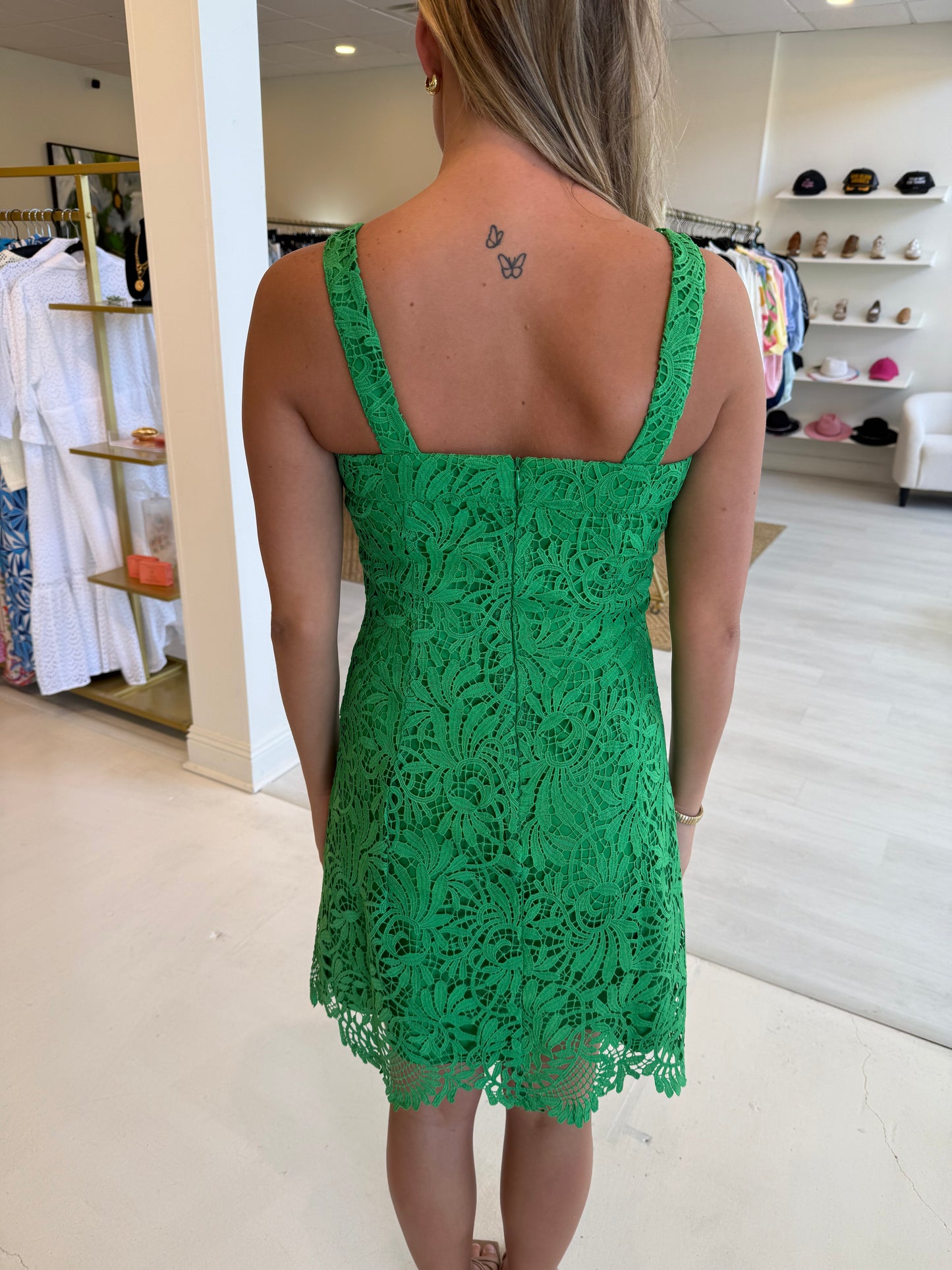 Jade Strape Lace Dress - Green Lace