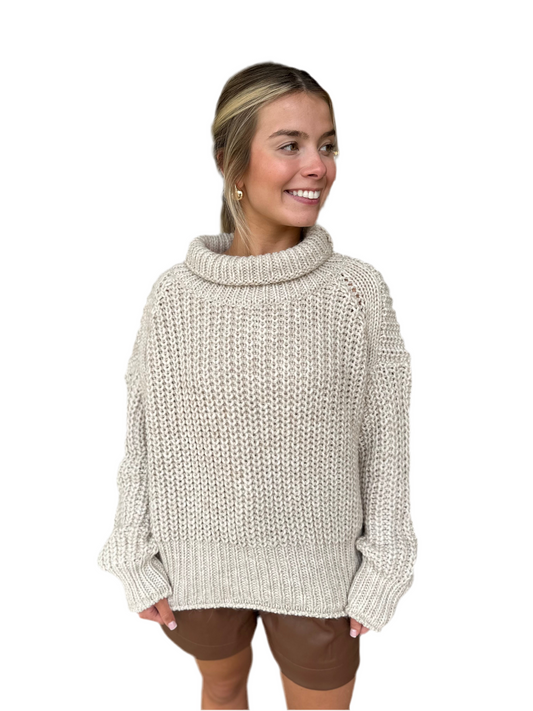 Mer Sea Beachside Turtleneck Sweater- Sea Salt