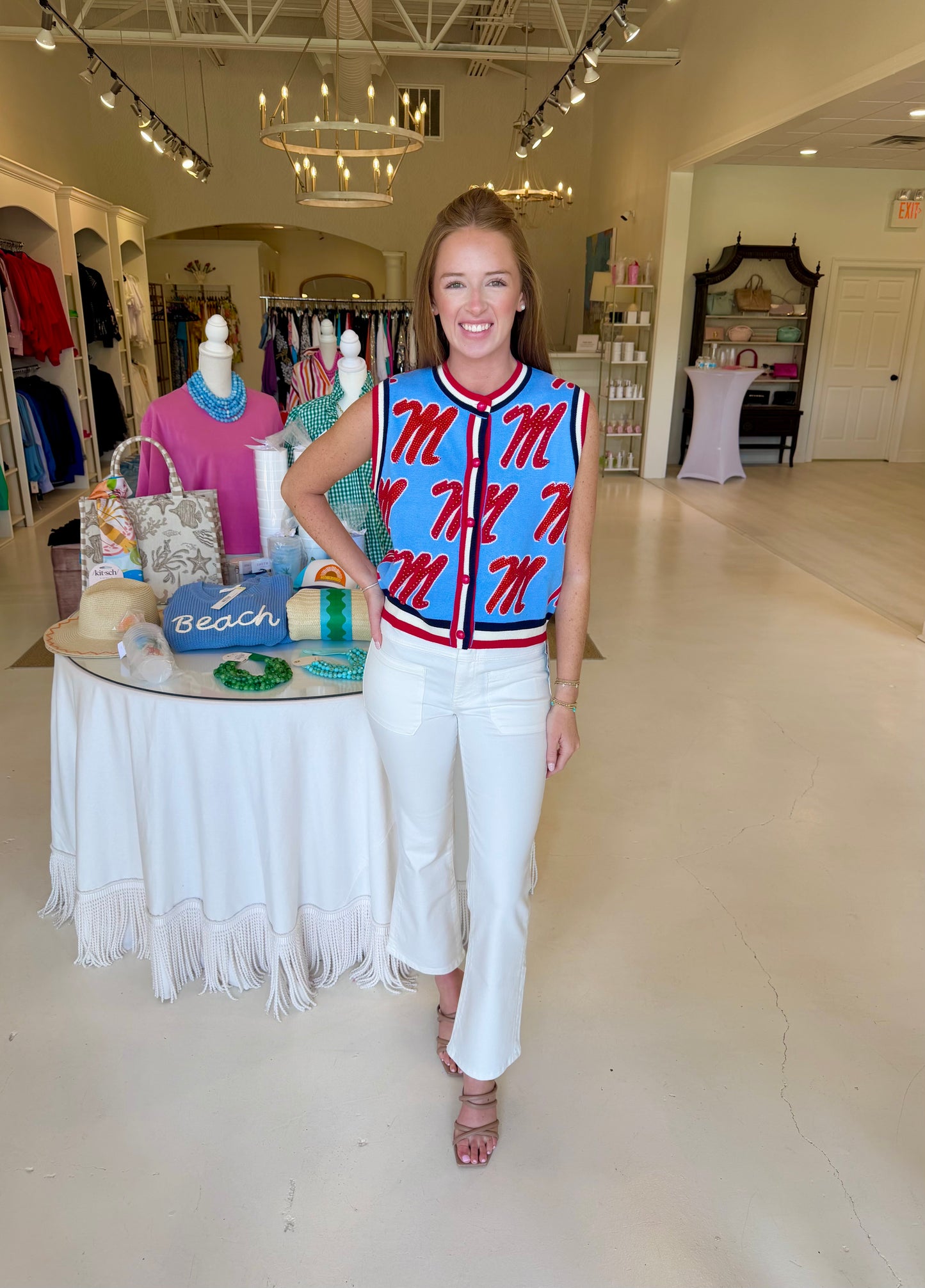 Queen of Sparkles Ole Miss Pearl Embellished Vest