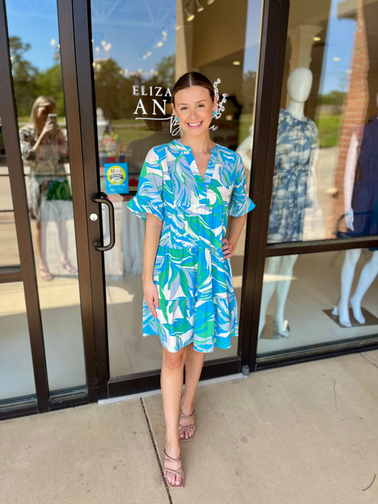 Esqualo Seersucker Electric Waves Dress