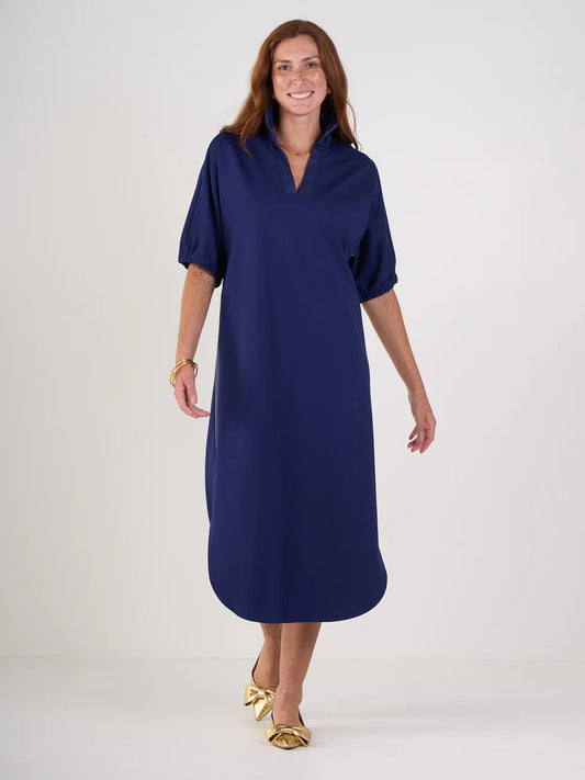 Emily McCarthy Poppy Caftan - Navy Ponte