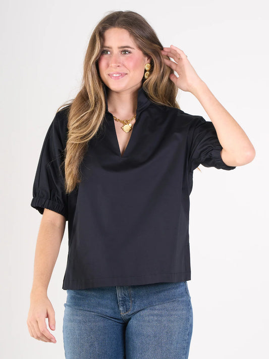 Emily McCarthy Core Collection - Poppy Top Black Cotton Poplin