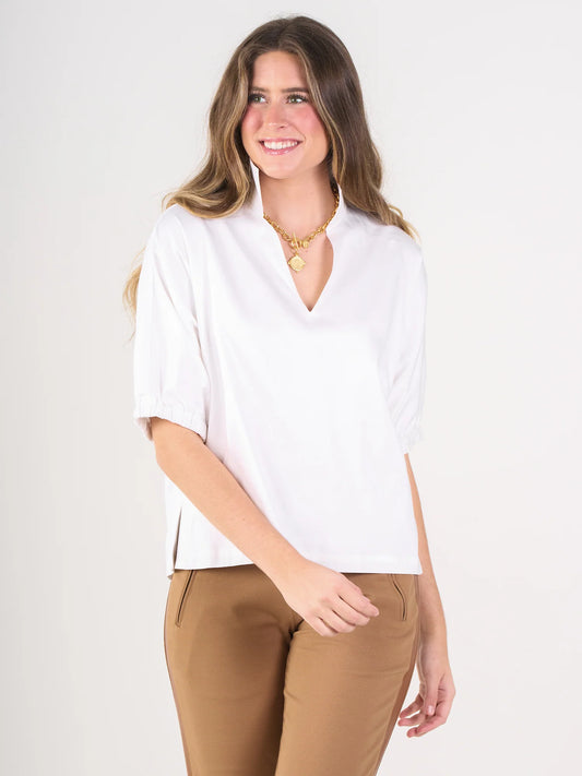 Emily McCarthy Poppy Top- White Poplin