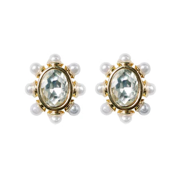 EAB Favorites Crystal Pearl Oval Stud Earrings