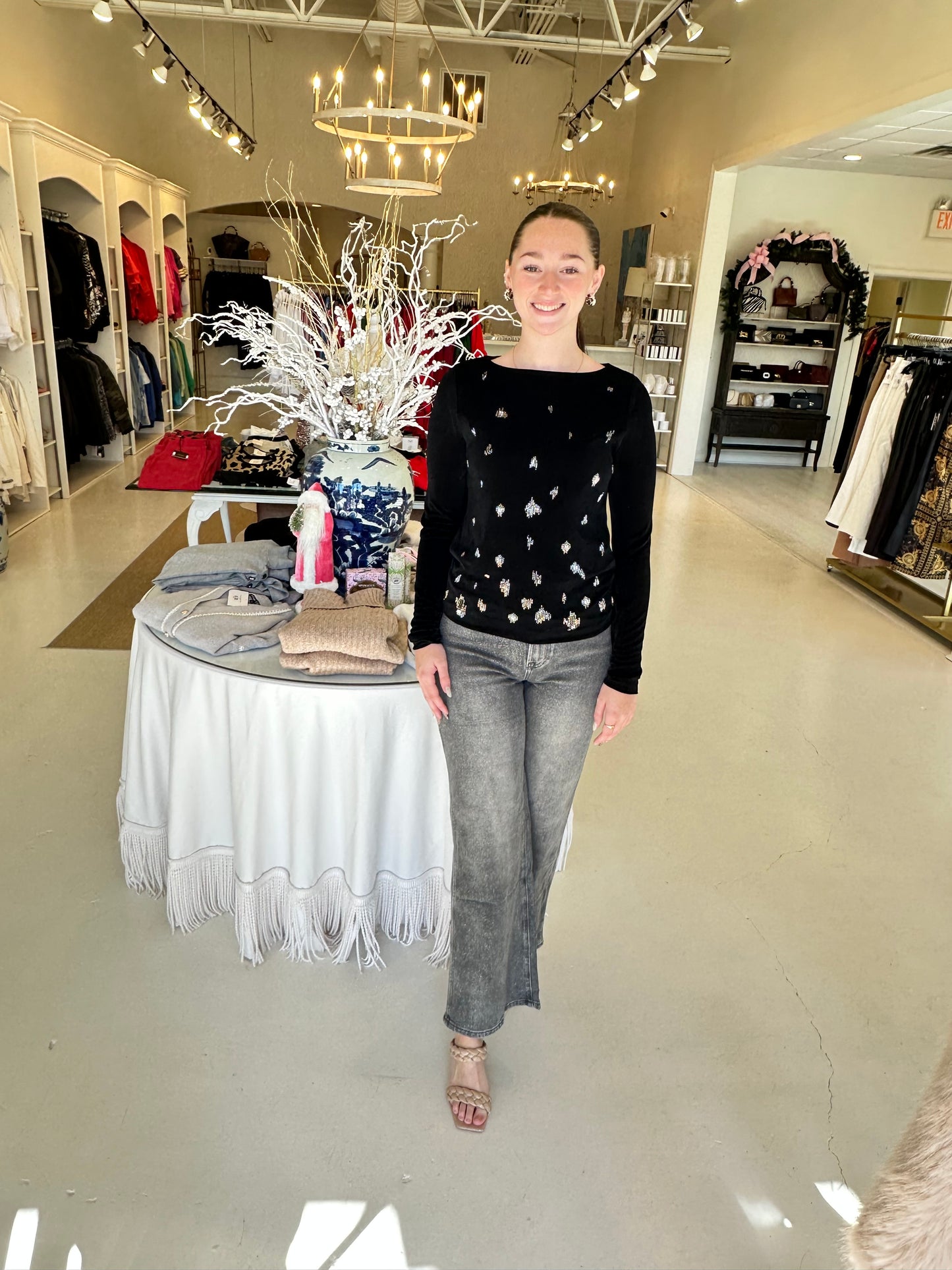 Esqualo Straight Leg Jeans - Black Sparkle