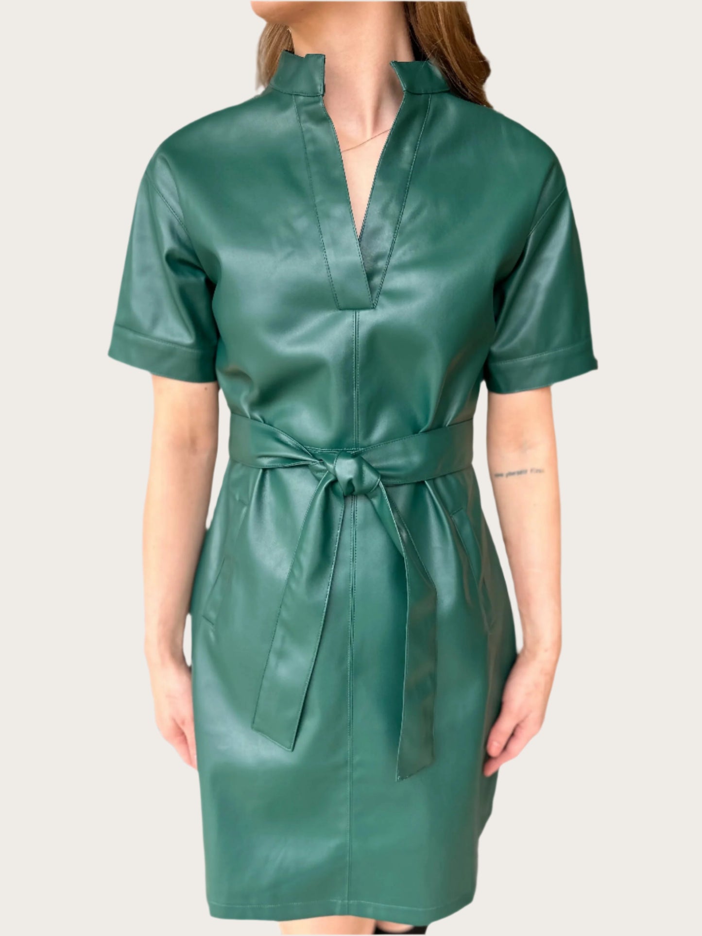 Jade Emerald Faux Leather Dress