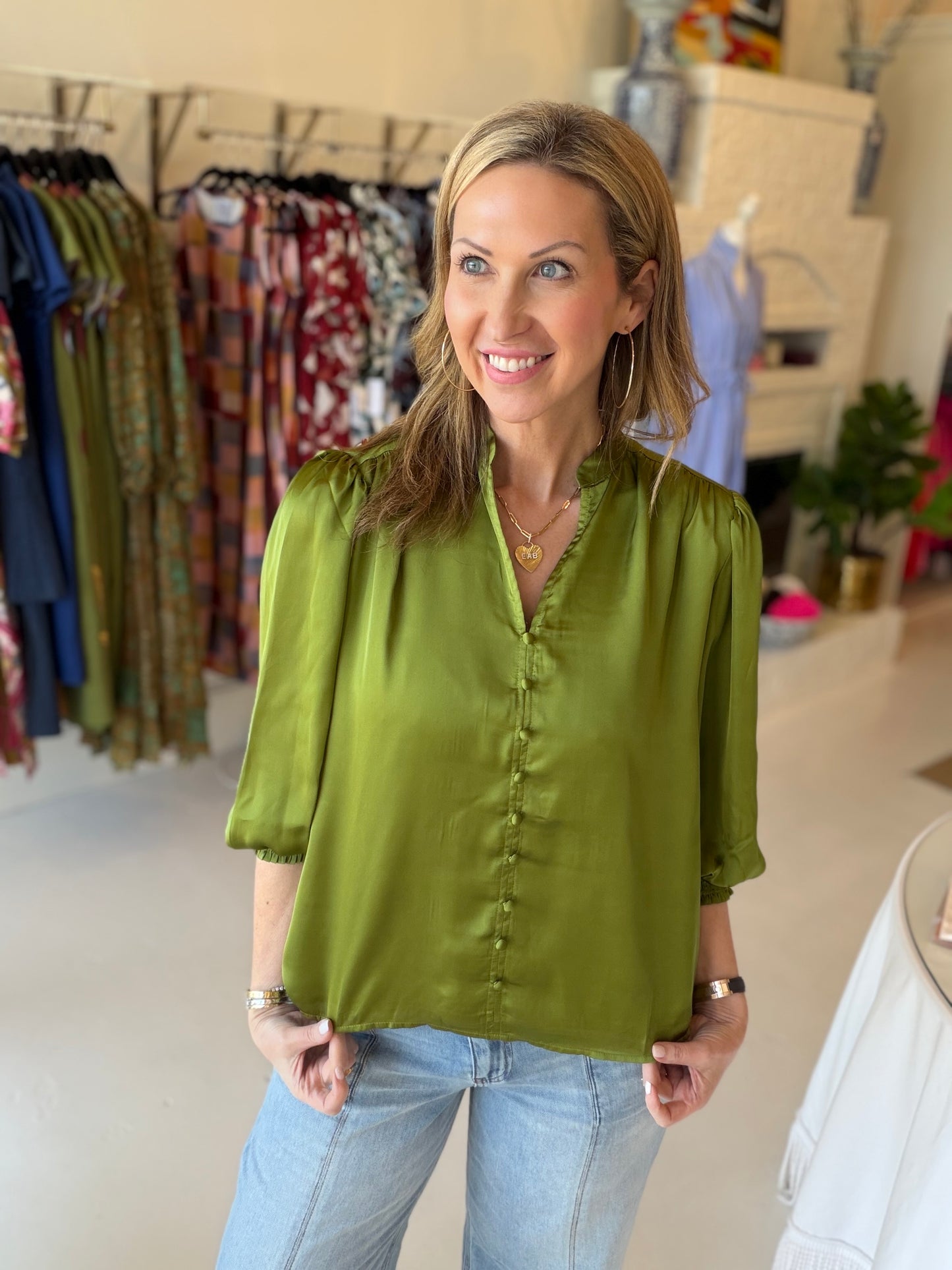 Joy Joy Front Split Buttons Fall Top