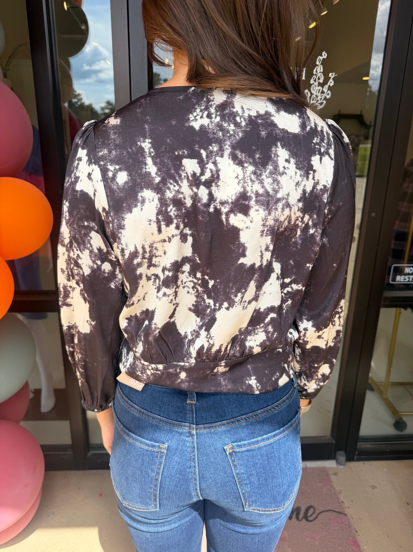 JoyJoy Tie Front Top - Marbled