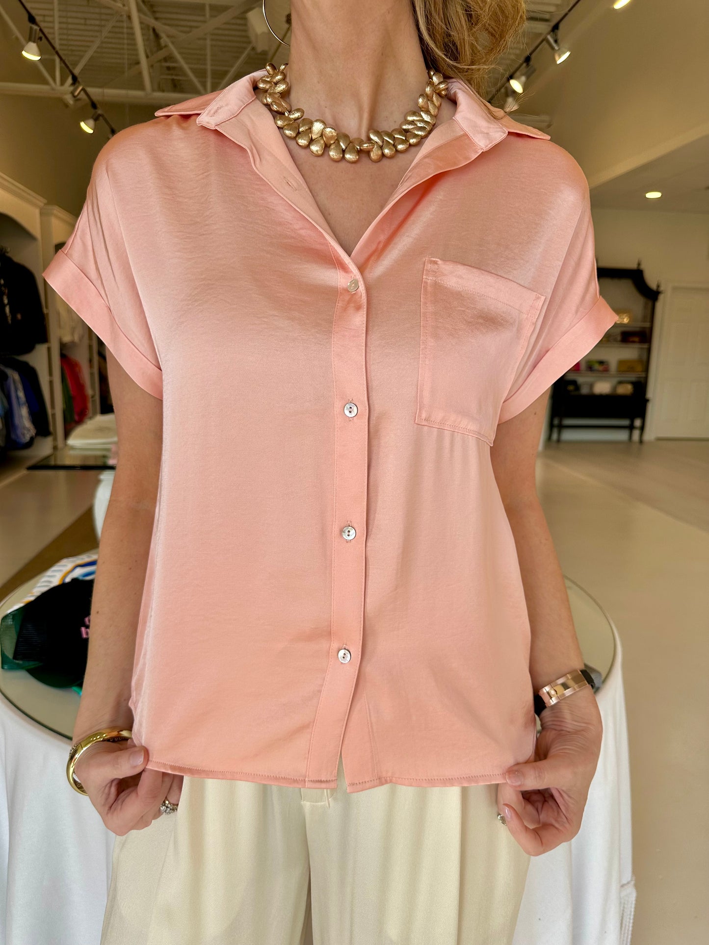 Esqualo Satin Pocket Blouse