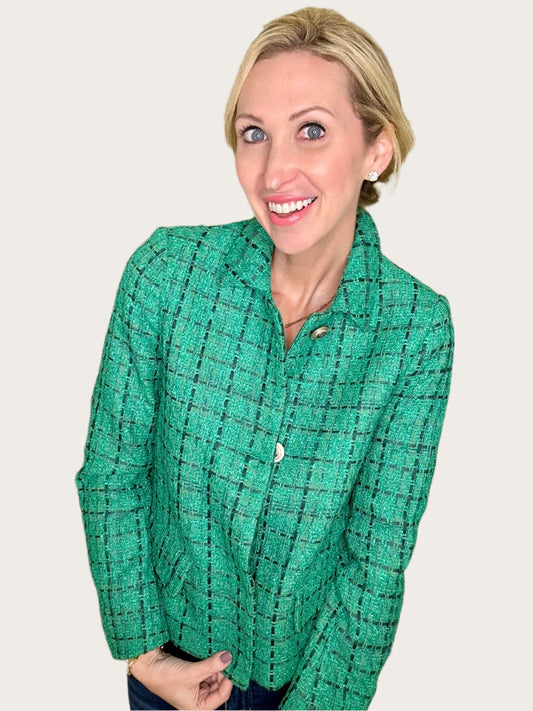 Jade Green Collar Tweed Jacket