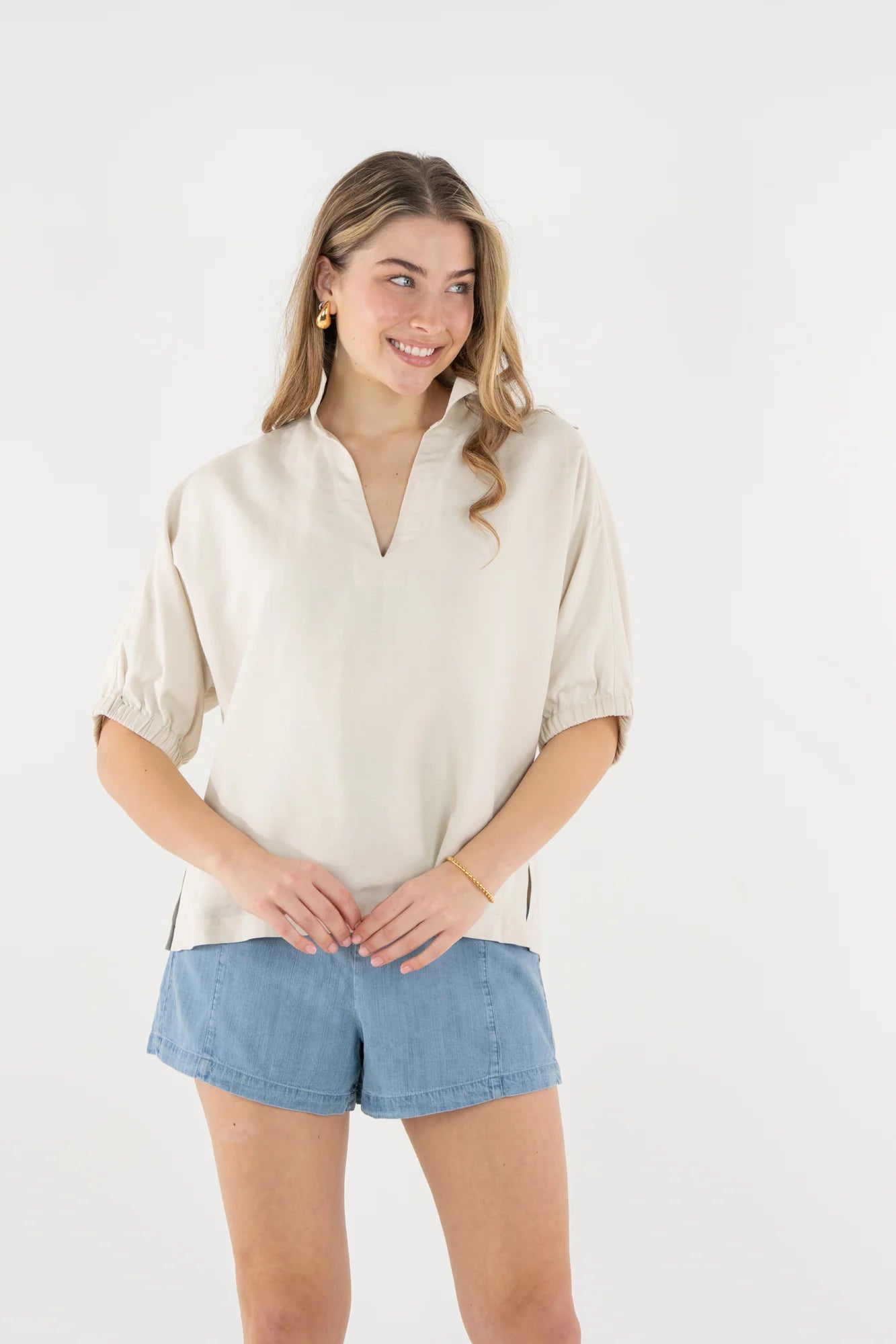 Emily McCarthy Poppy Top - Sandshell Linen