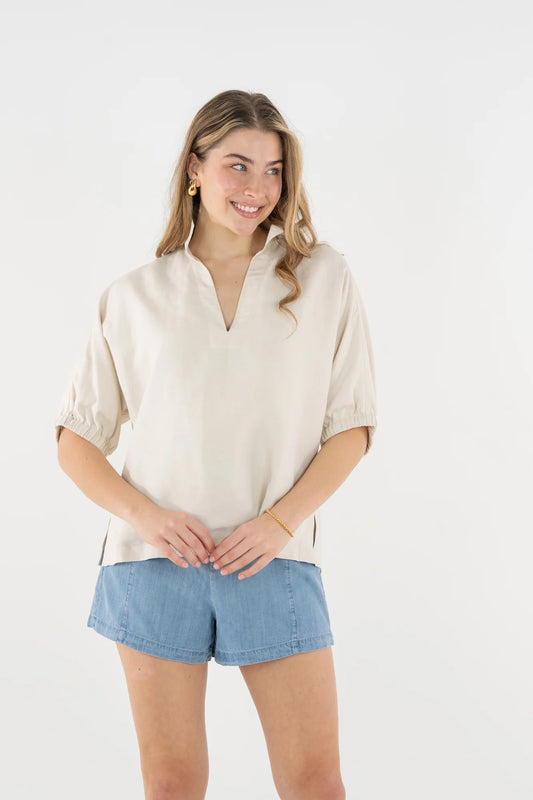 Emily McCarthy Poppy Top - Sandshell Linen