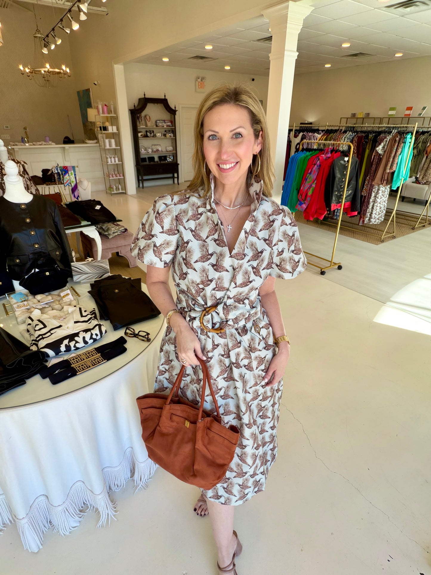 Holly Shae Gretchen Dress - Field & Quail Brown on Green