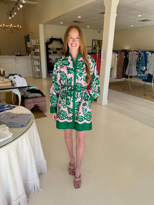 Joy Joy Jade Petals Shirt Dress