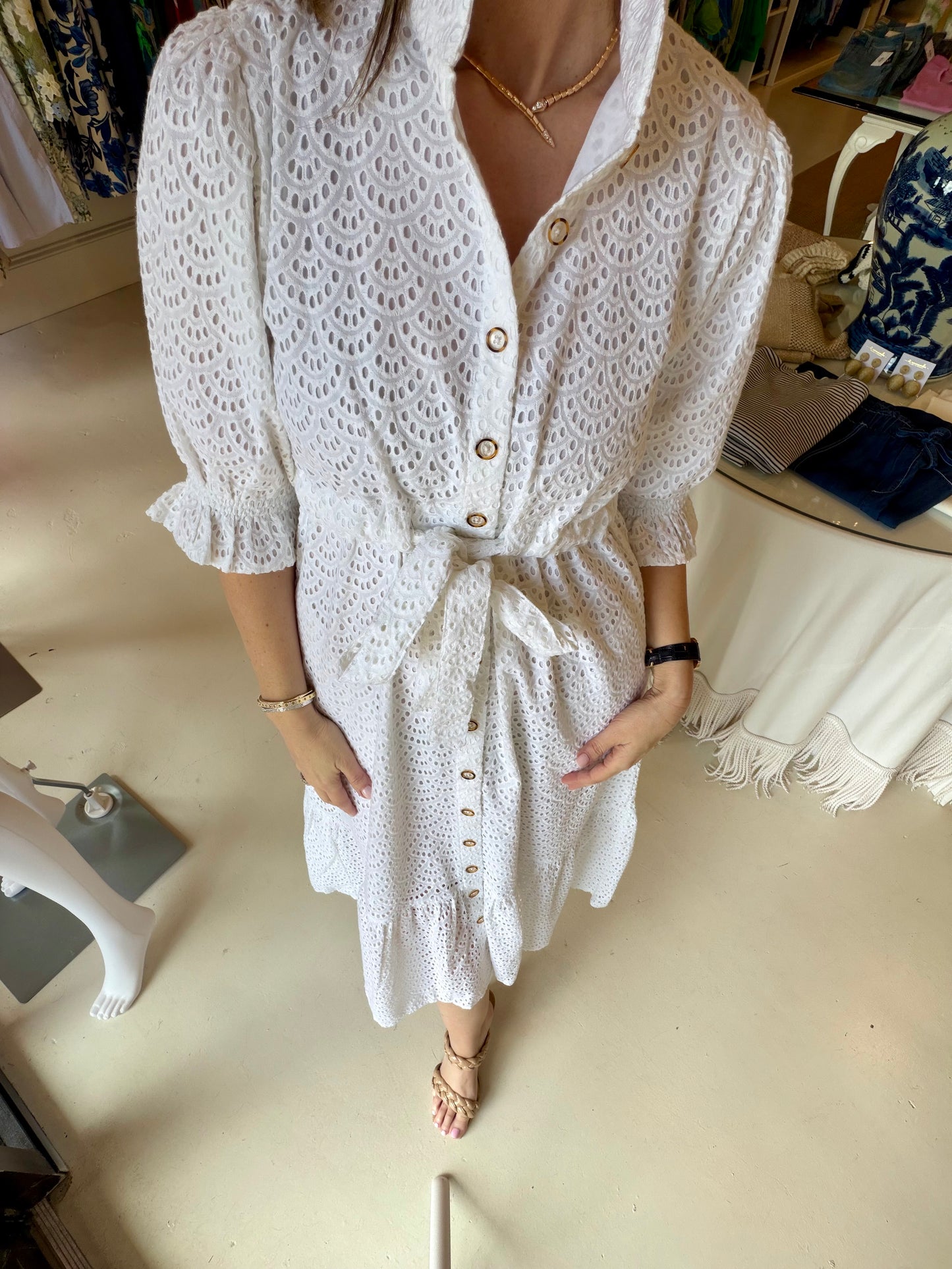 Holly Shae Catherine Dress - White Eyelet