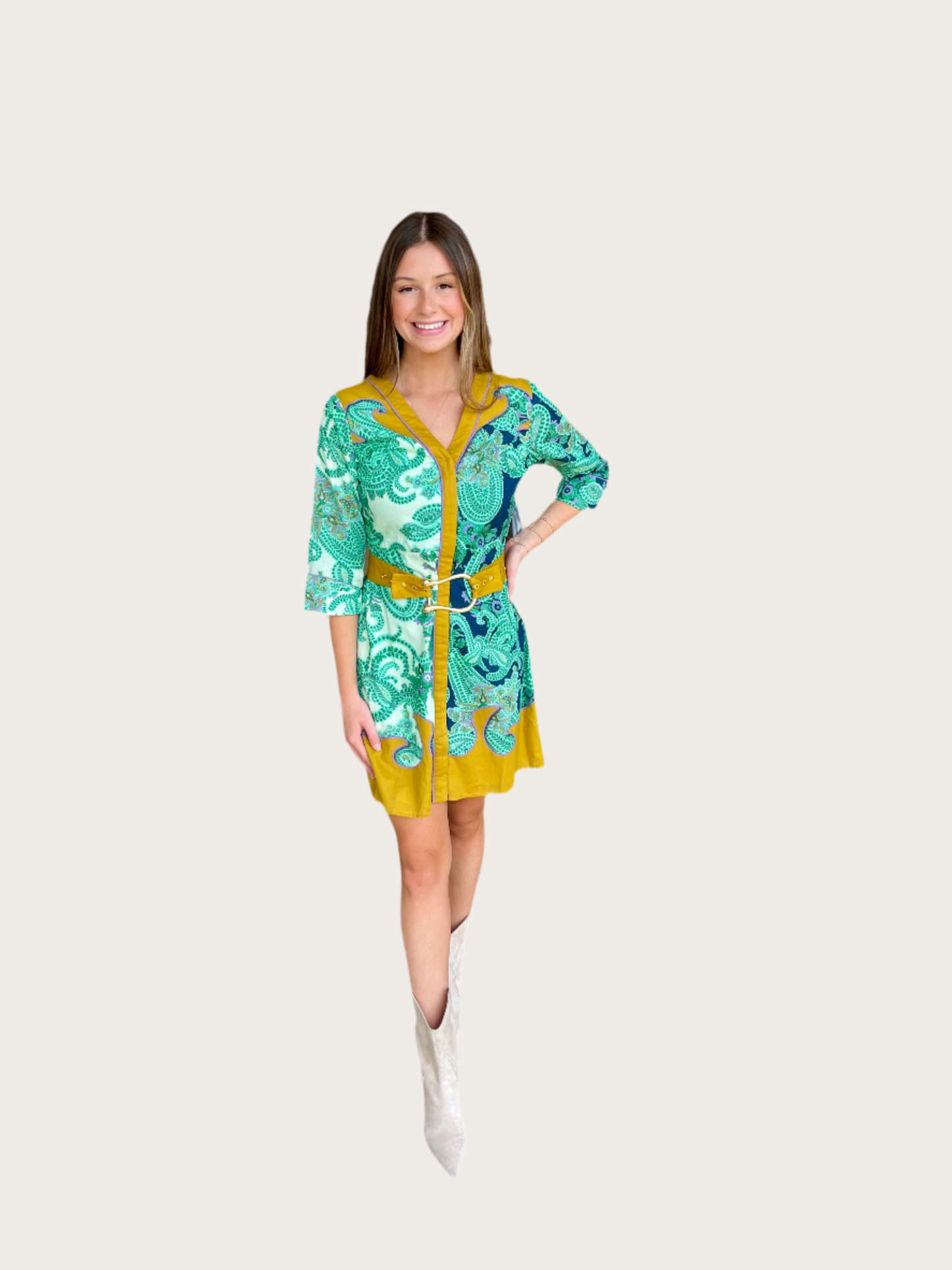 Anna Cate Collection Poppy Dress- Aqua Paisley