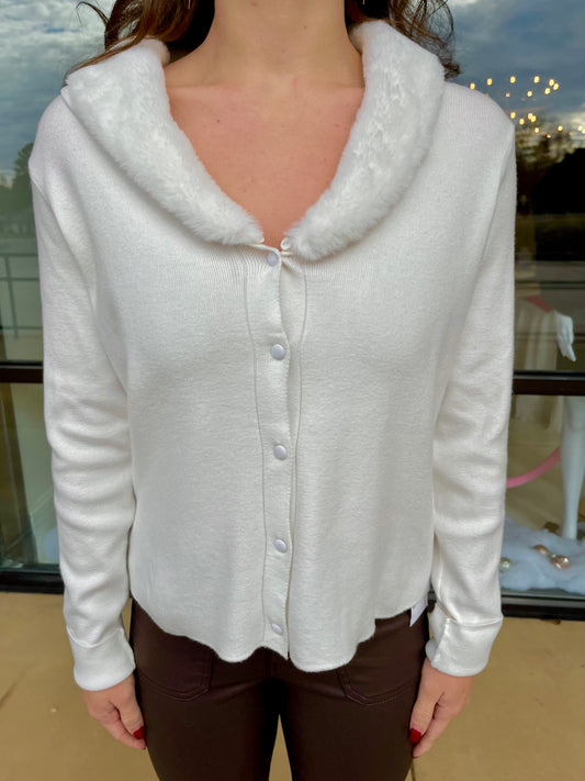 Renuar Winter White Fur Cardigan