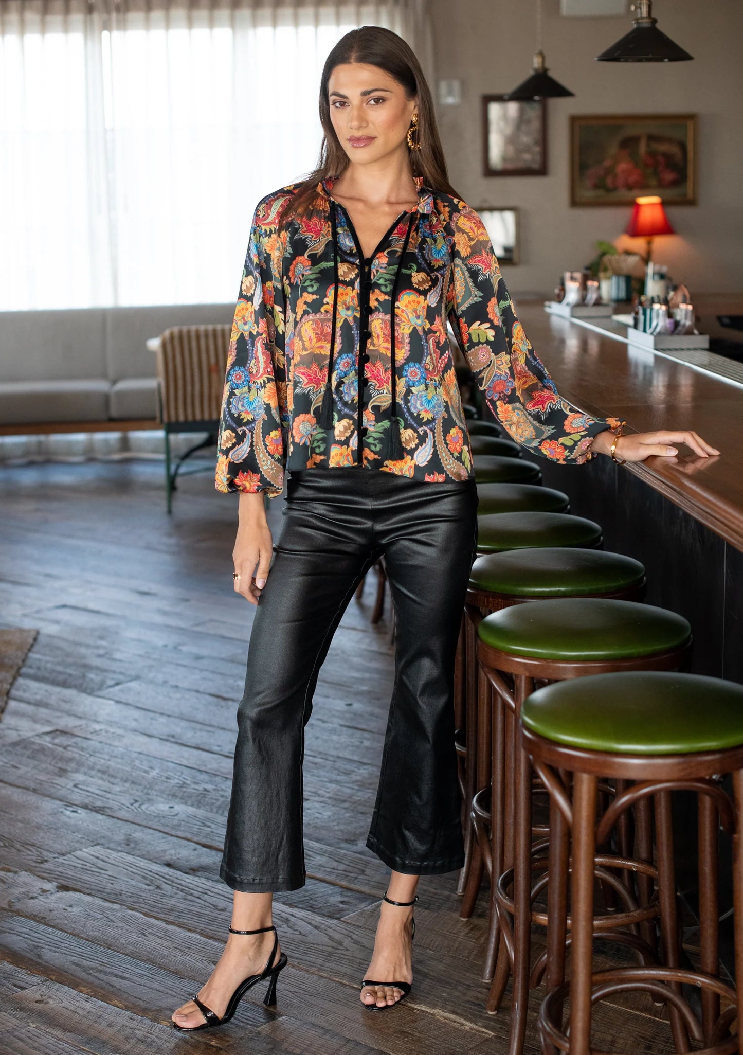 Elizabeth James Long-Sleeve Kit Top - Paisley