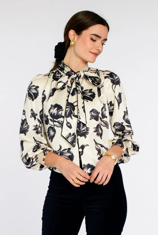 Elizabeth James Brit Bow Blouse - Snow Tulip
