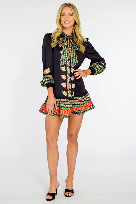 Elizabeth James Brit Bow Dress in Garland Stripe