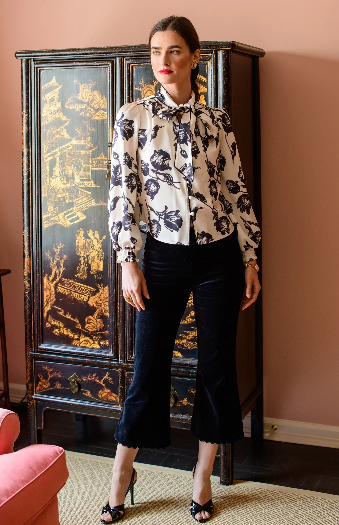 Elizabeth James Brit Bow Blouse - Snow Tulip