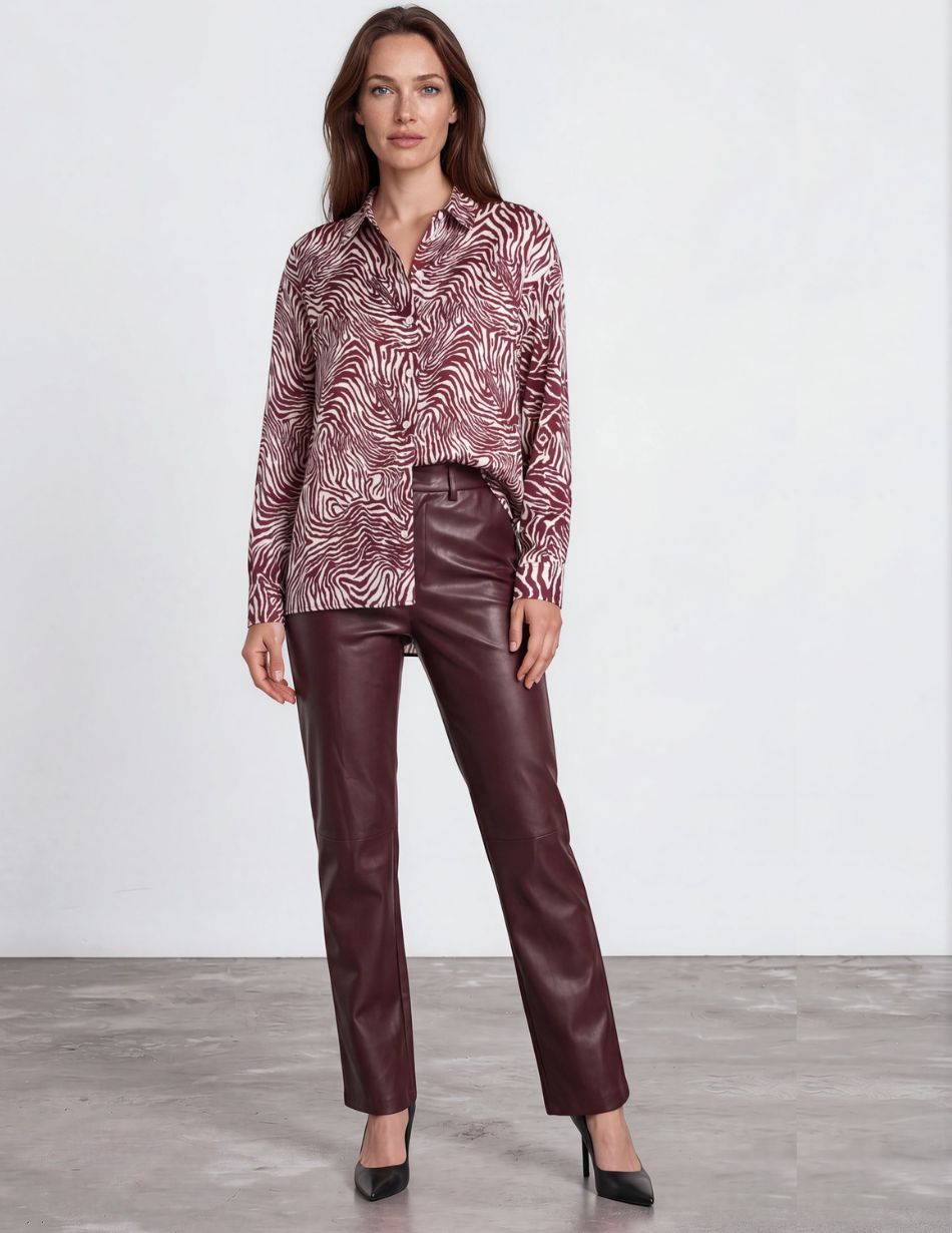 Esqualo Pleather Trouser - Merlot