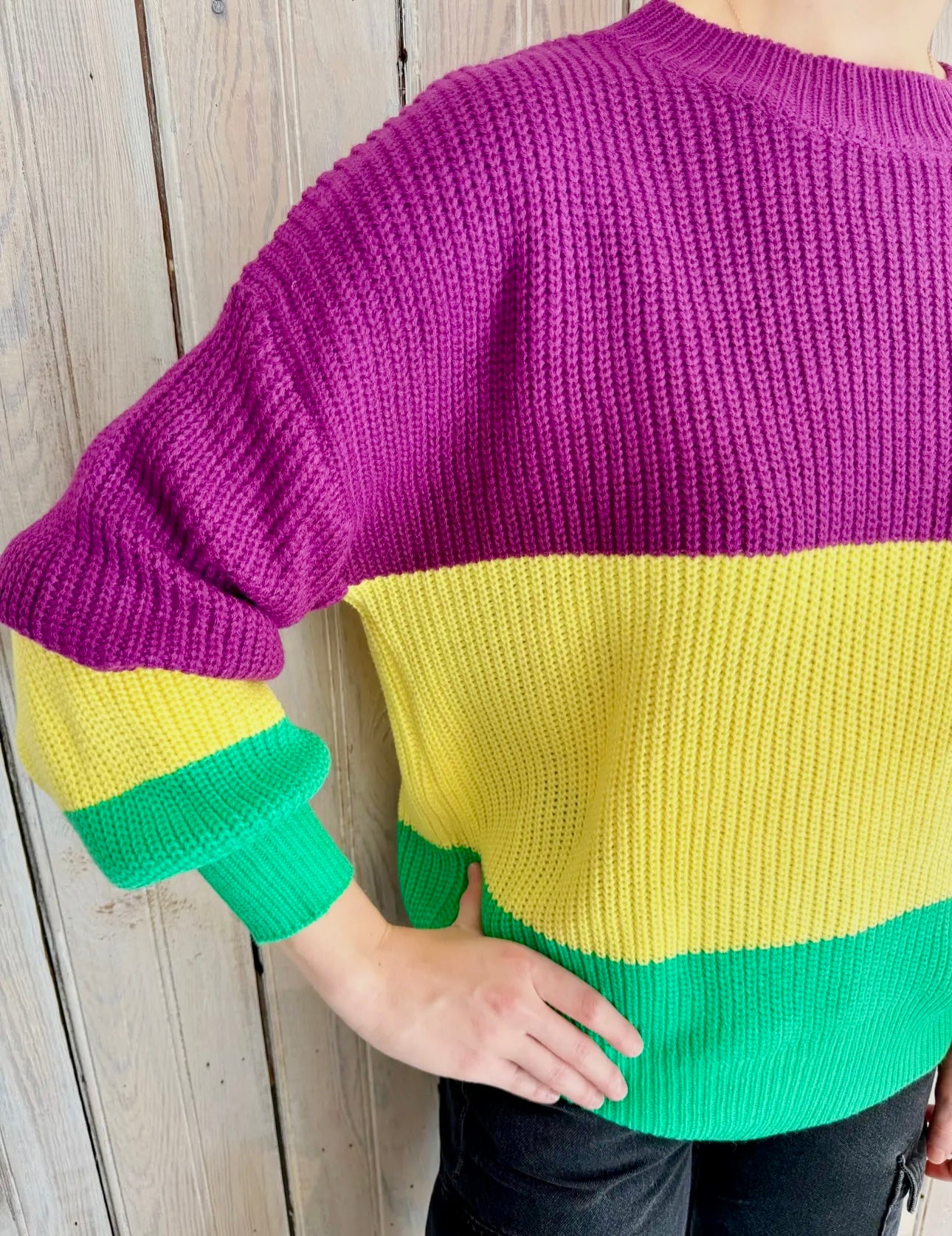 Mardi Gras Colorblock Sweater