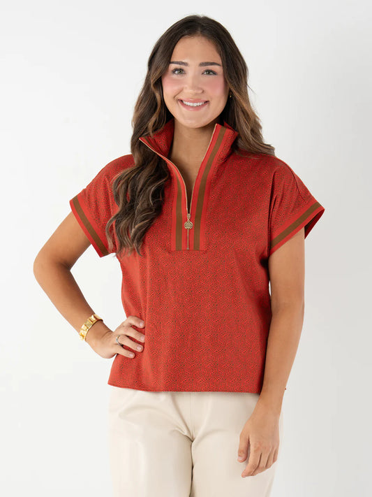 Emily McCarthy Poppy Pullover - Red Tonal Monogram