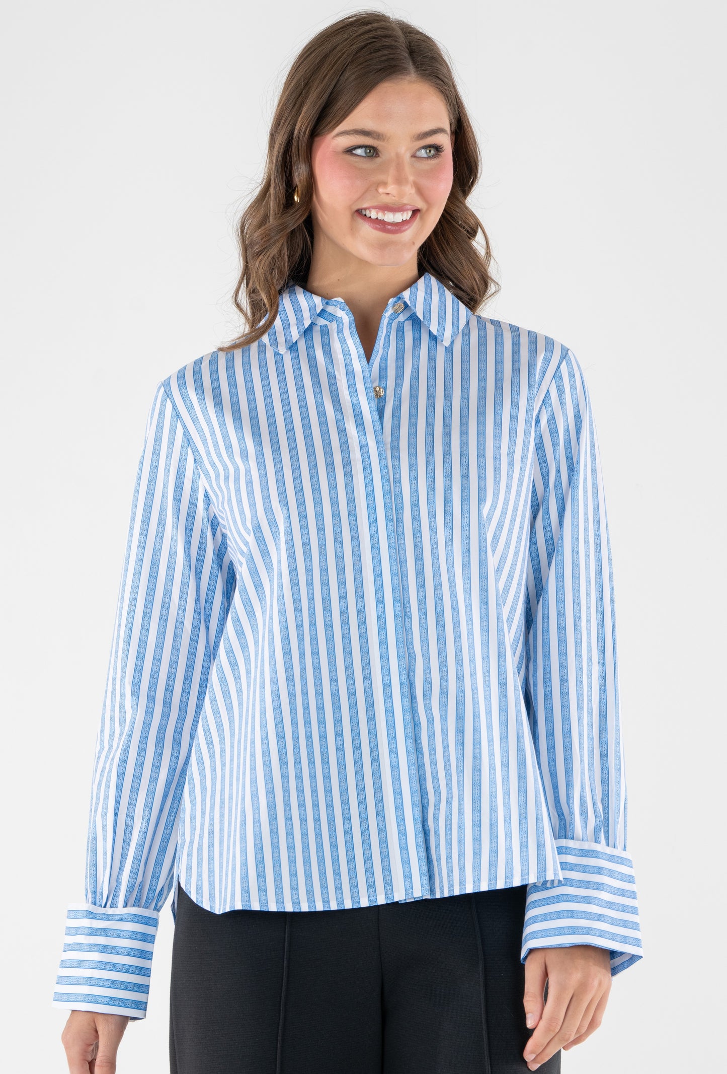 Emily McCarthy Classic Oxford Top - French Blue Stripe