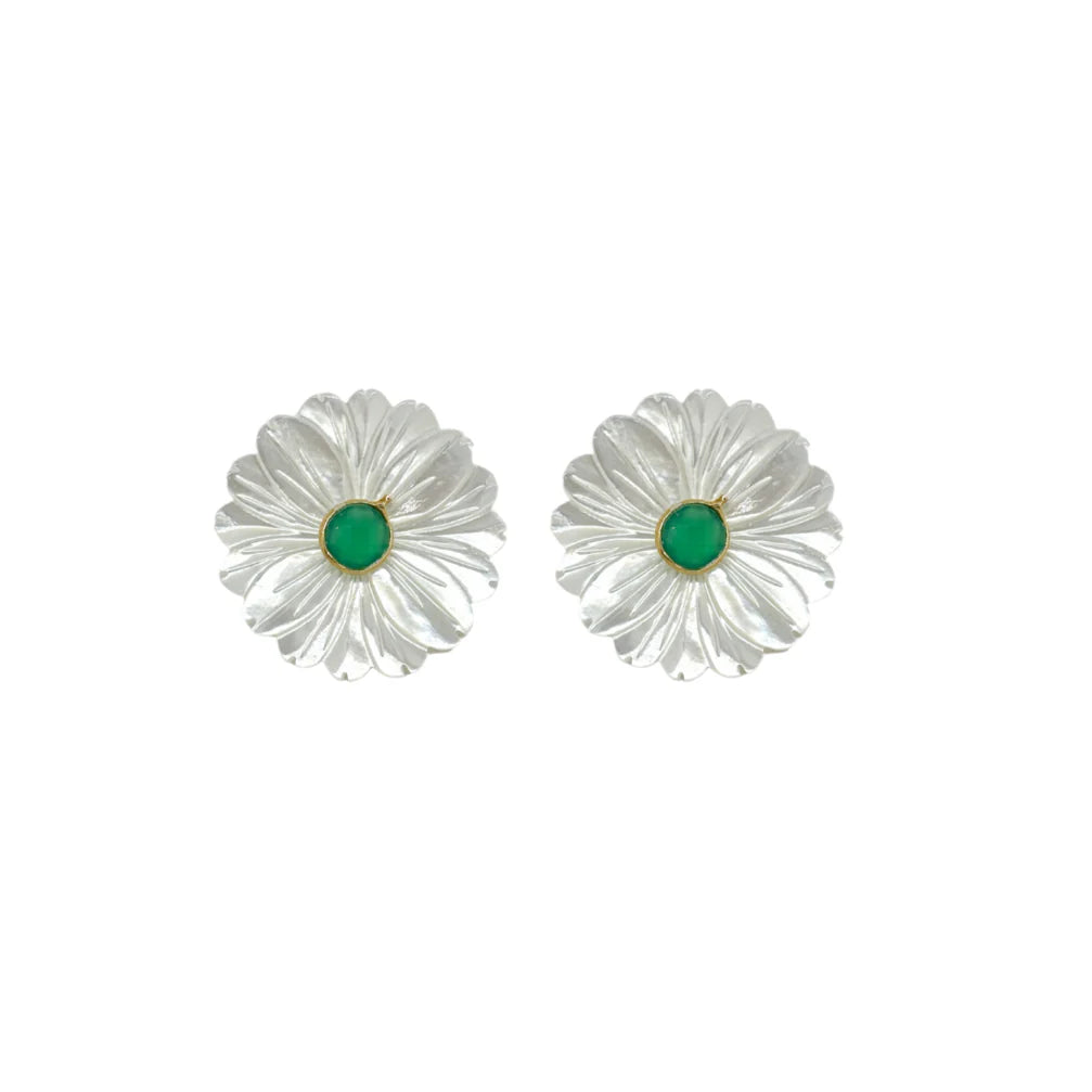EAB Favorites Fleur Mother of Pearl & Emerald Earrings