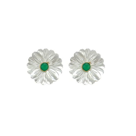EAB Favorites Fleur Mother of Pearl & Emerald Earrings