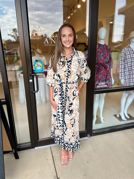 Jade Maxi Shirt Dress - Ethnic Border