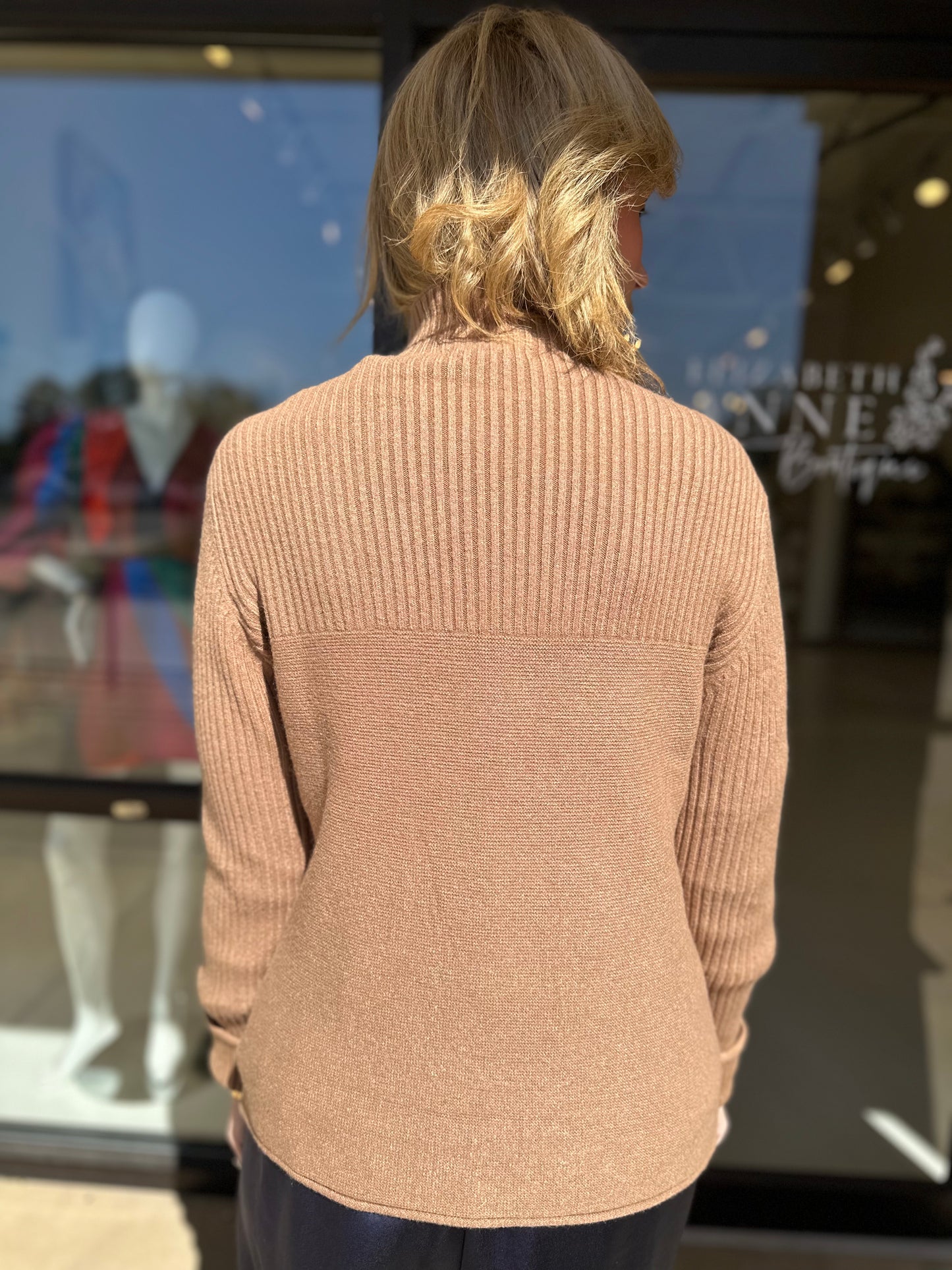 Charlie B Collection Mockneck Sweater Chestnut