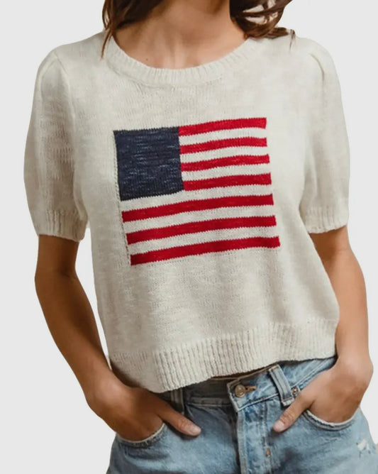 EAB Favorites American flag knit top