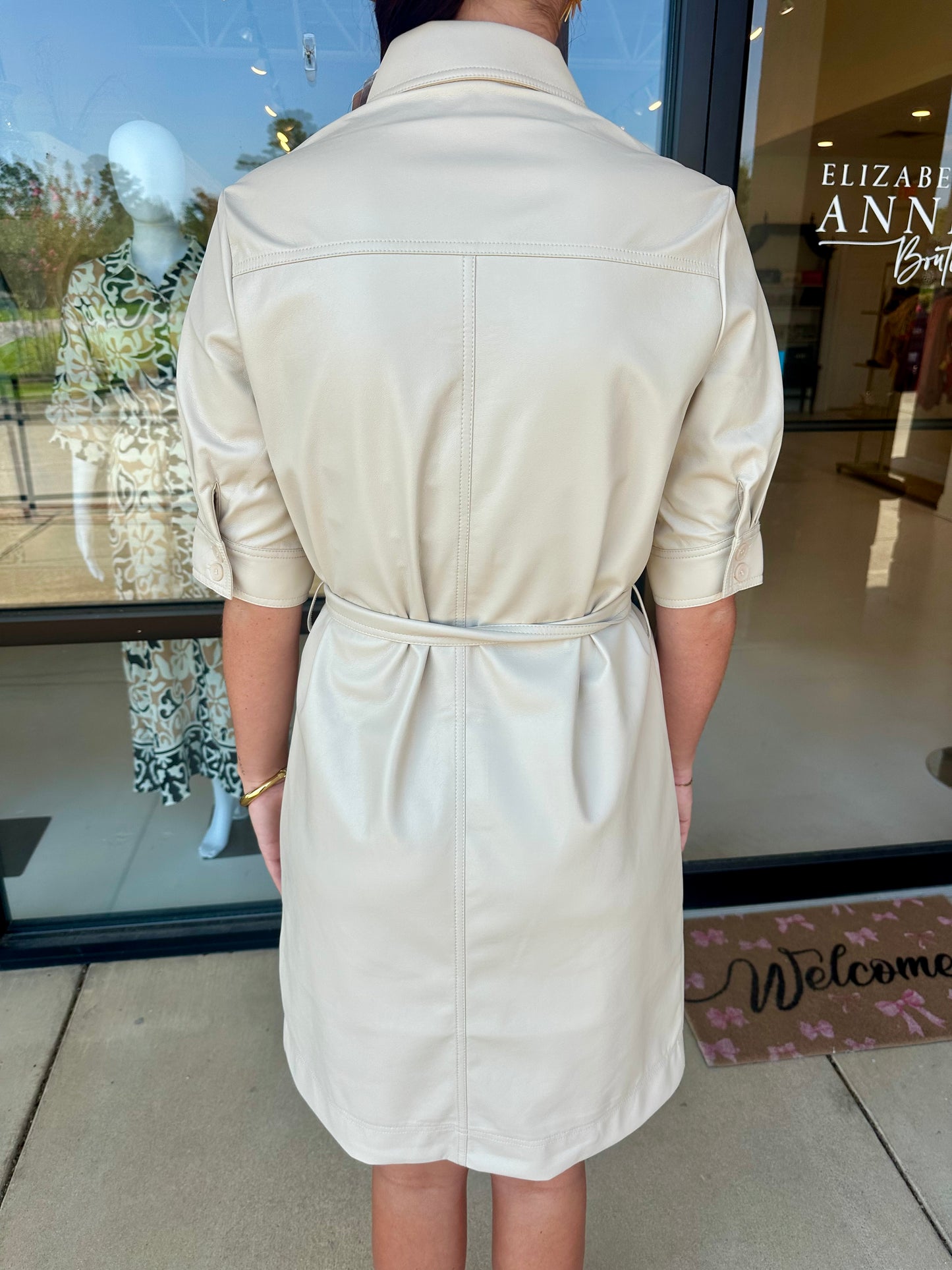 Esqualo Vegan Leather Dress - Beige