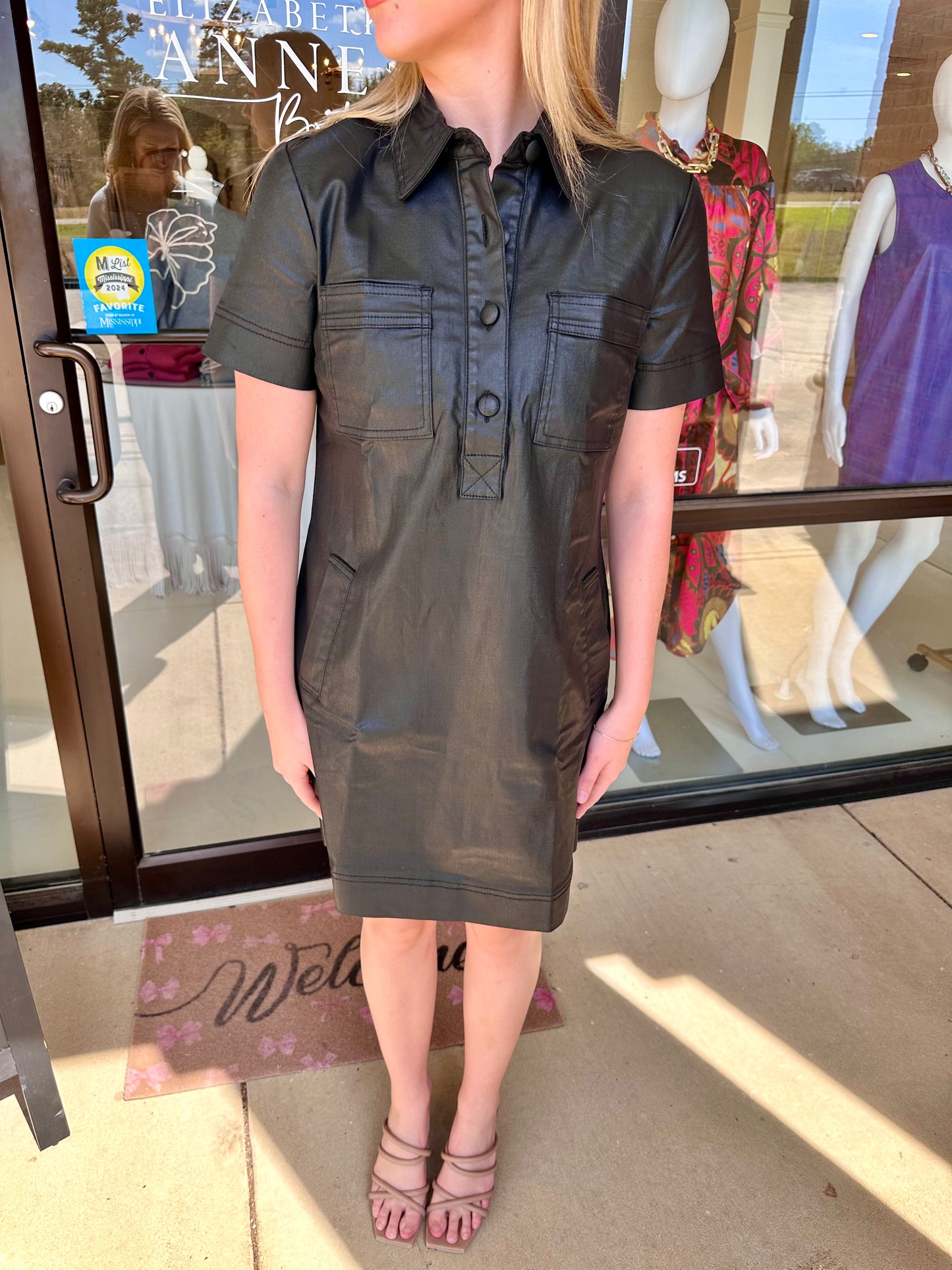 KUT Tatiana Dress - Black Faux Leather