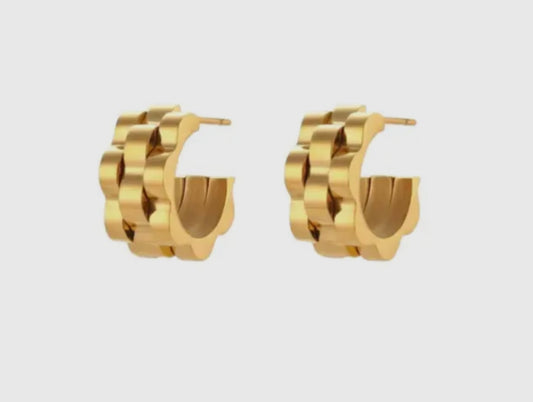 Gold Watchband Earrings