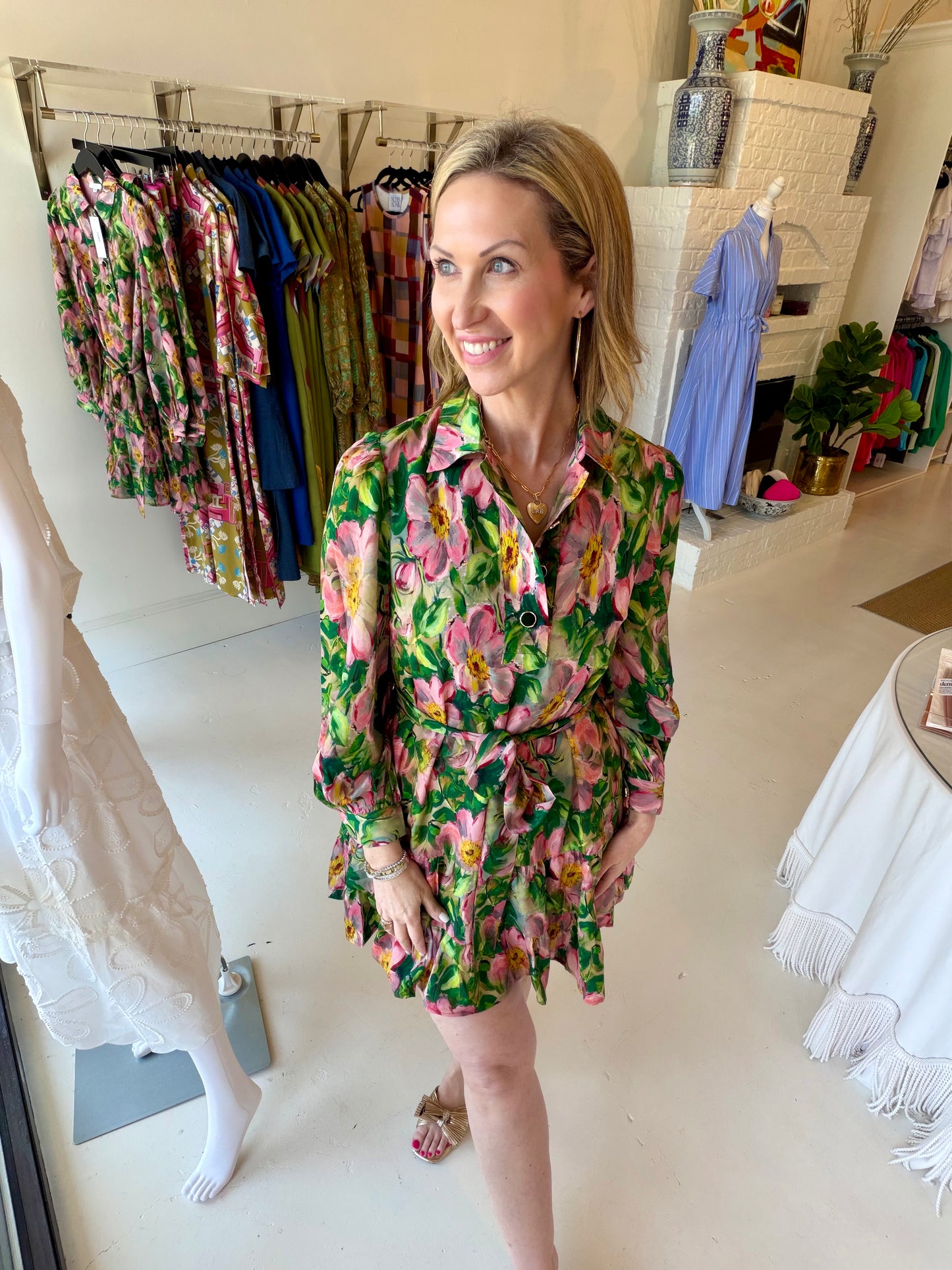 Jade Placket Collar Dress - Golden Magnolia