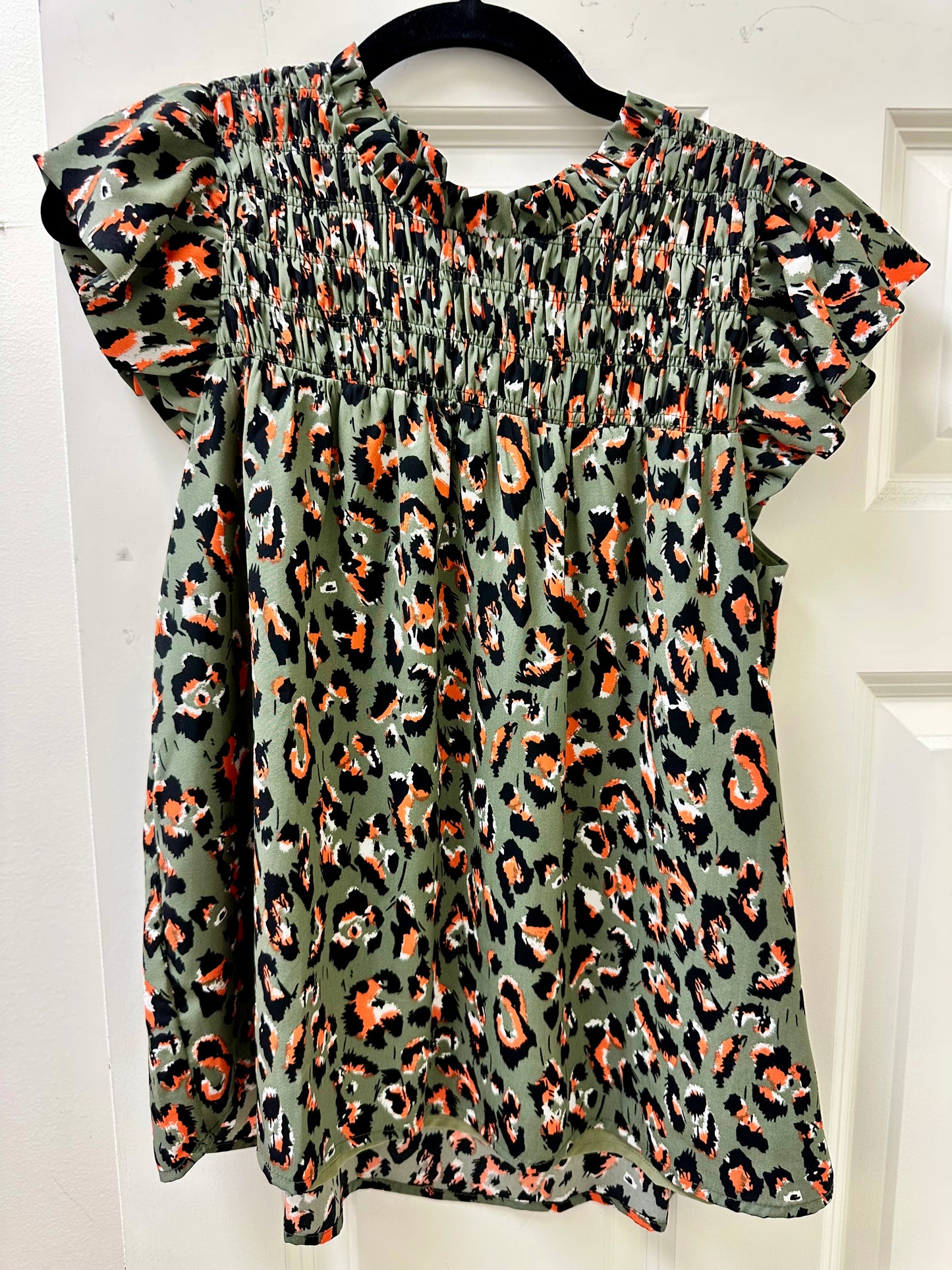Joy Joy Leopard Smocked Top
