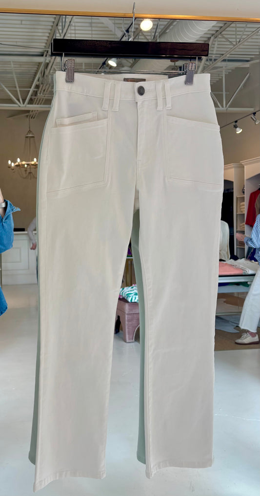 Kut Kelsey High Rise Ankle Flare - Cream