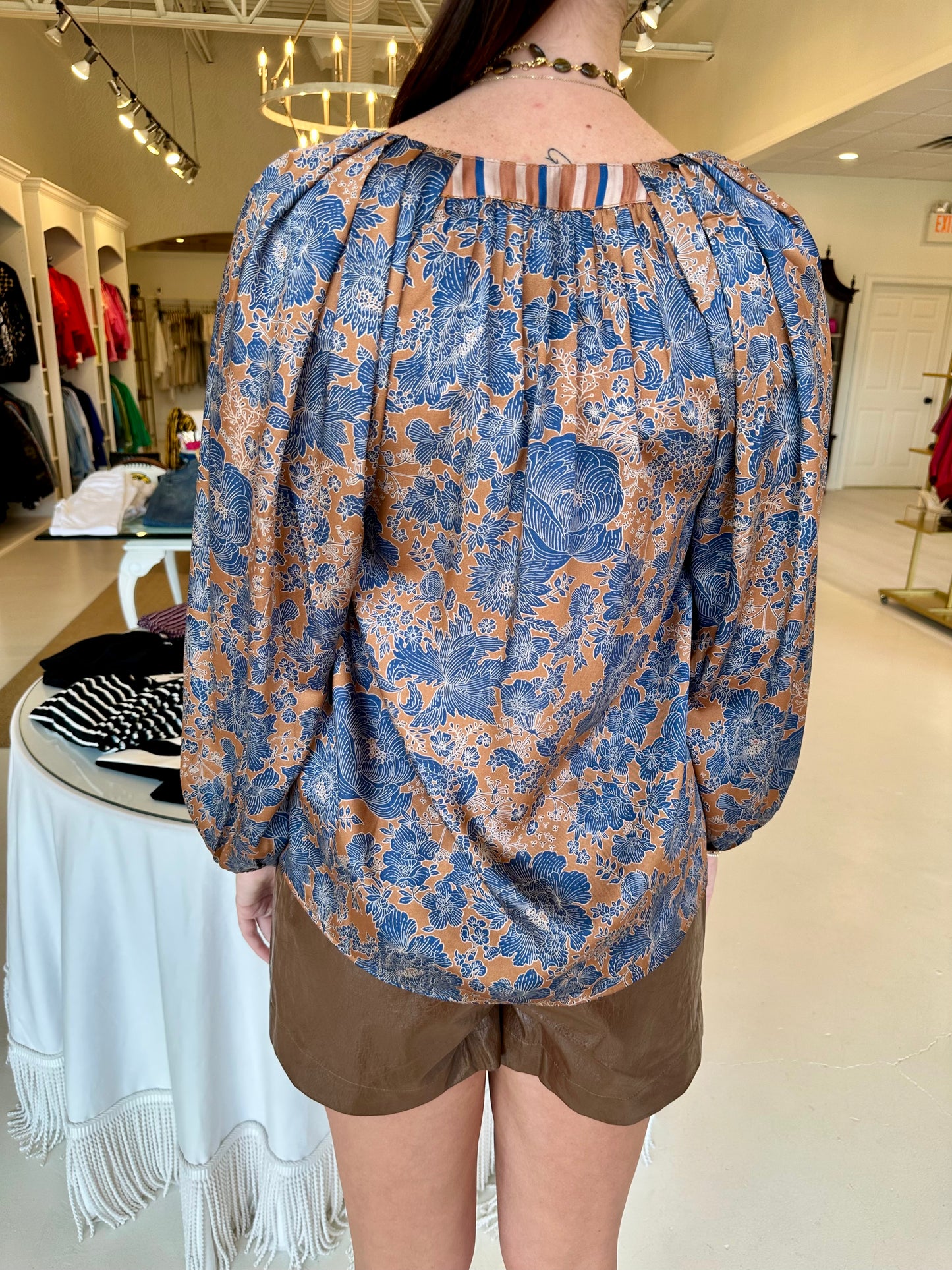 Current Air Long Sleeve Fall Print Blouse