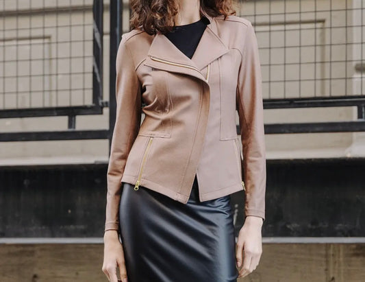 Clara Sun Woo Liquid Leather Jacket Taupe