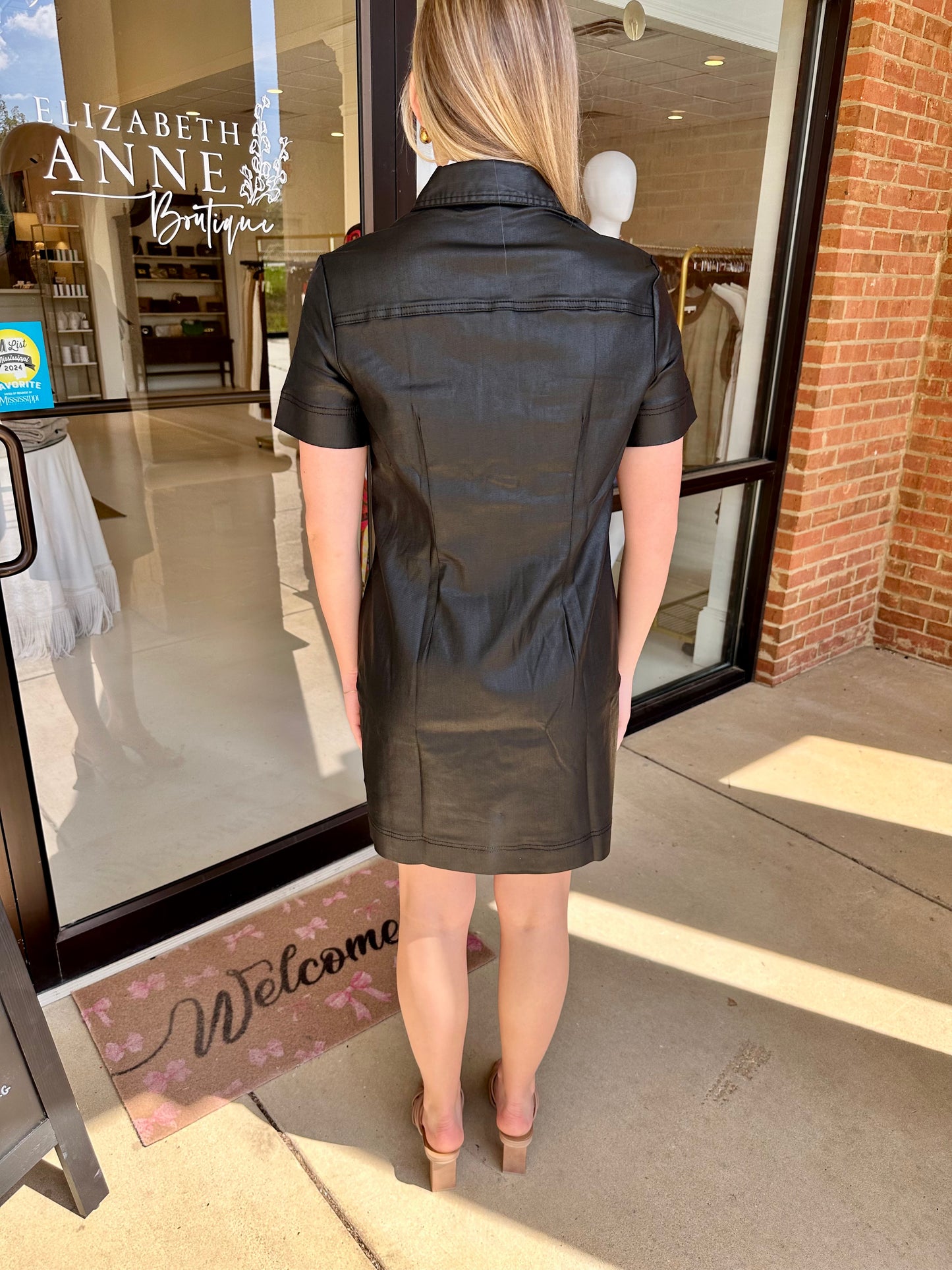 KUT Tatiana Dress - Black Faux Leather